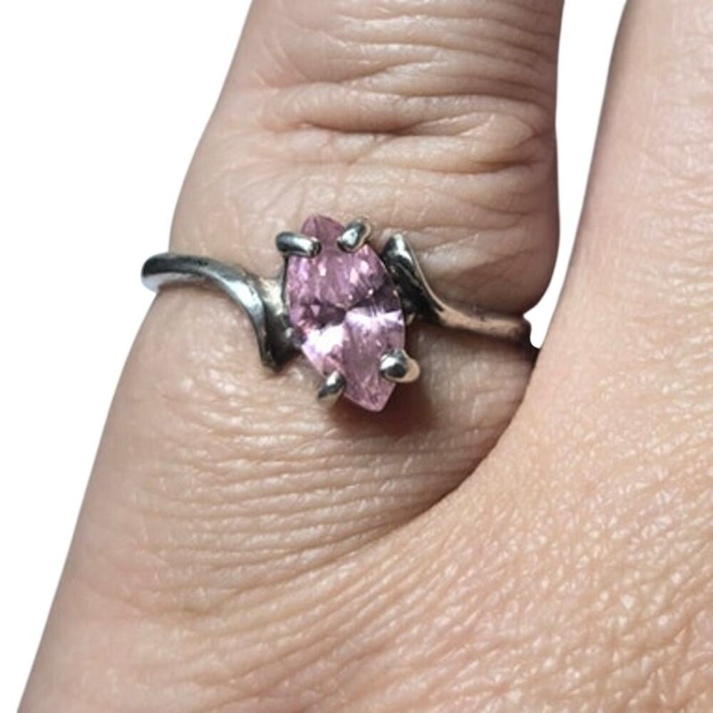 Pink Tourmaline Vintage Silver 925 Ring Size 8